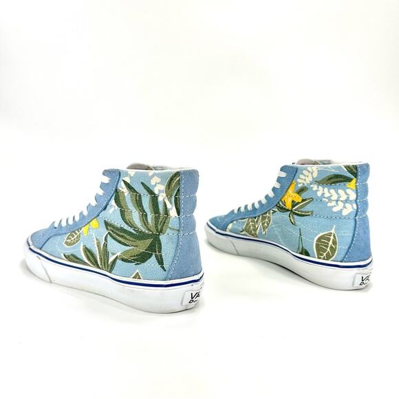 Men Sz 5.5 Vans Sk8hi Slim Lace High Sneaker Skateboard Van Doren Blue/Tropical - Picture 10 of 16